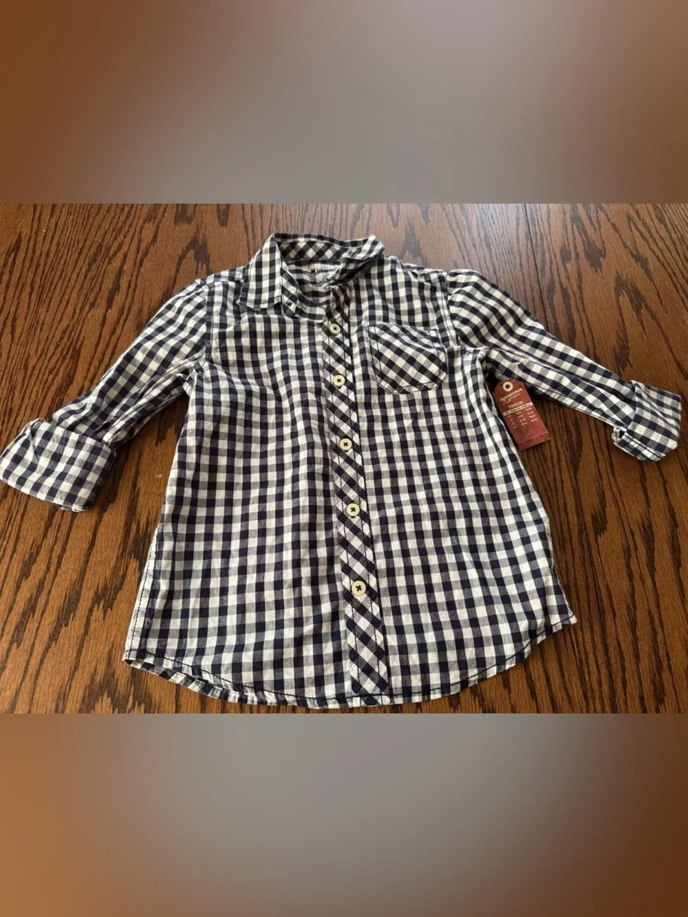 NWT Boys 5T Arizona Gingham Checkered Long Sleeve Button Up Down Dress Shirt